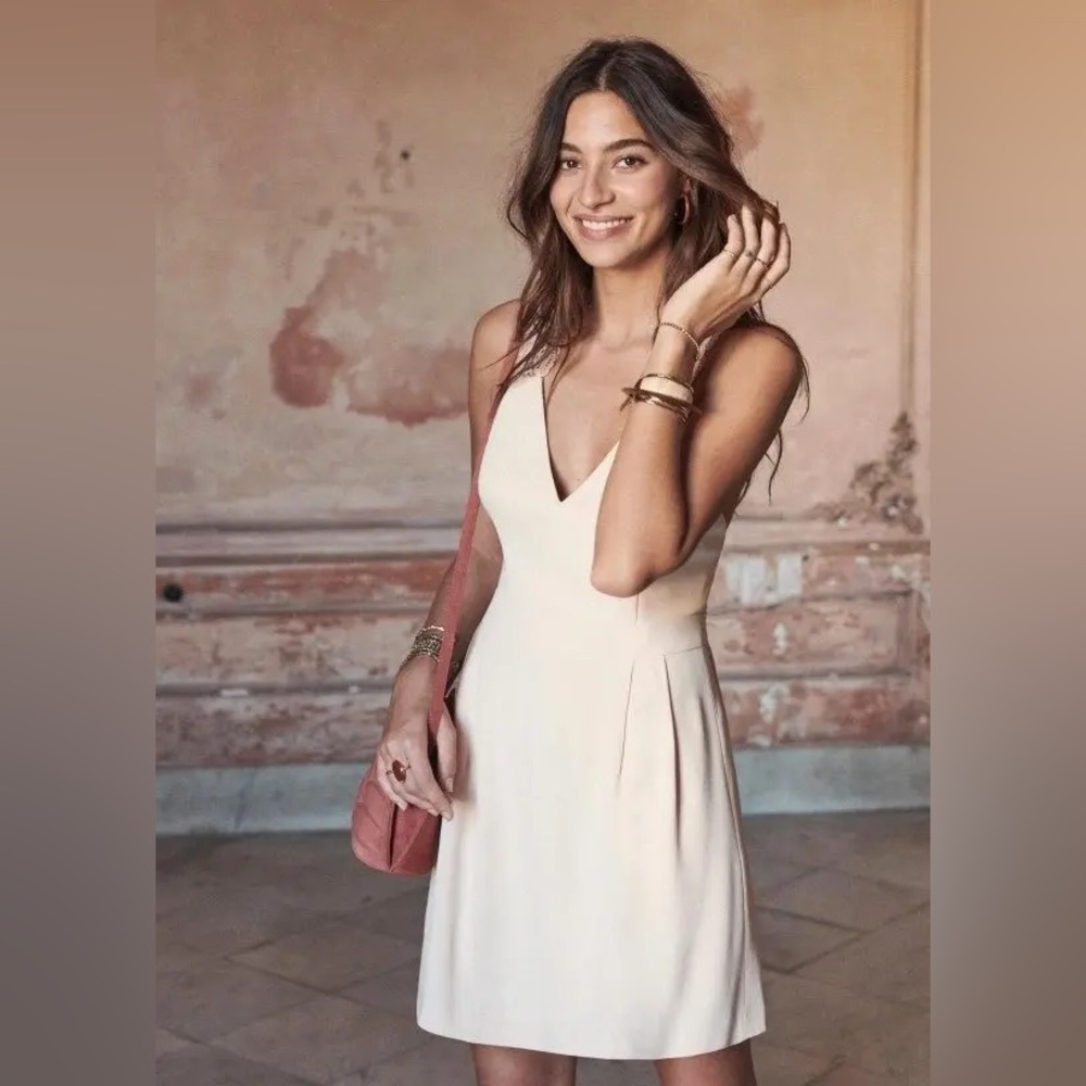 Sézane Alya Cross Back Light Pink Nude Dress sz 2 (FR 34)